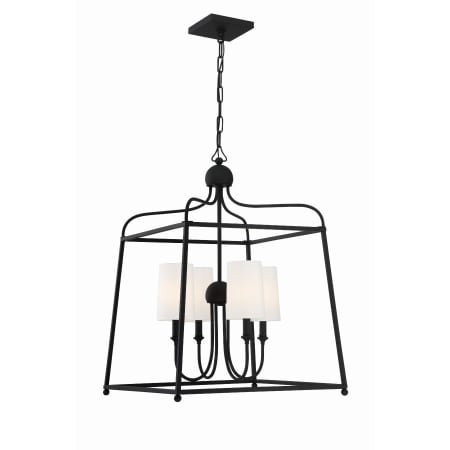 Crystorama Lighting Group Sylvan 4 Light 22" Wide Chandelier with Silk Shades Black Forged