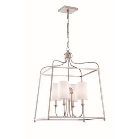 Crystorama Lighting Group Sylvan 4 Light 22" Wide Chandelier with Silk Shades Polished Nickel