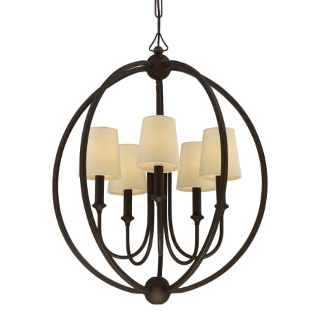 Crystorama Lighting Group Sylvan 5 Light 23" Wide Globe Chandelier with Silk Shades Dark Bronze