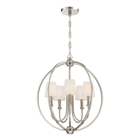 Crystorama Lighting Group Sylvan 5 Light 23" Wide Globe Chandelier with Silk Shades Polished Nickel