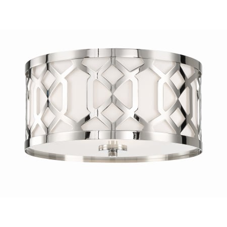 Crystorama Lighting Group Jennings 3 Light 16" Wide Flush Mount Drum Ceiling Fixture with Silk Shade Polished Nickel