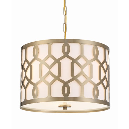 Crystorama Lighting Group Jennings 3 Light 18" Wide Pendant with Silk Shade Aged Brass
