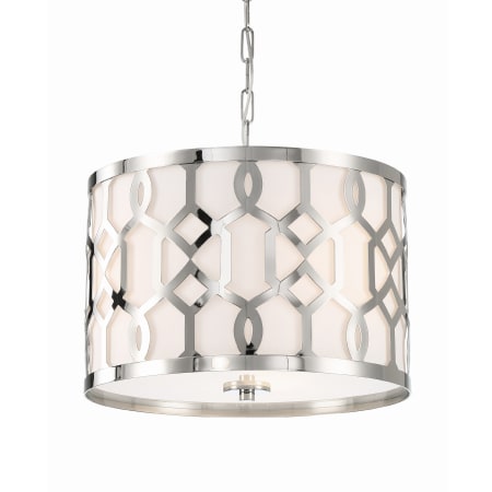 Crystorama Lighting Group Jennings 3 Light 18" Wide Pendant with Silk Shade Polished Nickel