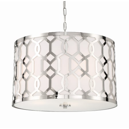 Crystorama Lighting Group Jennings 5 Light 24" Wide Pendant with Silk Shade Polished Nickel
