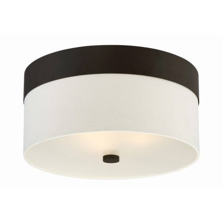 Crystorama Lighting Group Grayson 3 Light 16" Wide Flush Mount Drum Ceiling Fixture with Silk Shade Dark Bronze