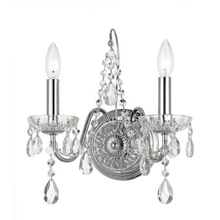 Crystorama Lighting Group Butler 2 Light 14" Tall Wall Sconce with Hand Cut Crystal Accents Chrome