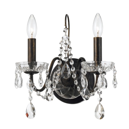 Crystorama Lighting Group Butler 2 Light 14" Tall Wall Sconce with Hand Cut Crystal Accents English Bronze