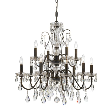 Crystorama Lighting Group Butler 12 Light 29" Wide Crystal Chandelier with Hand Cut Crystal Accents English Bronze