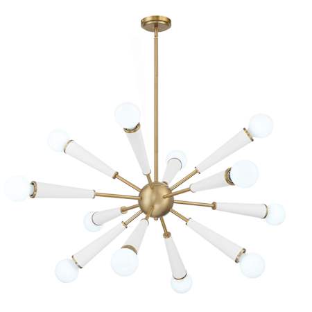 Crystorama Lighting Group Zodiac 12 Light 34" Wide Sputnik Chandelier Aged Brass / Matte White