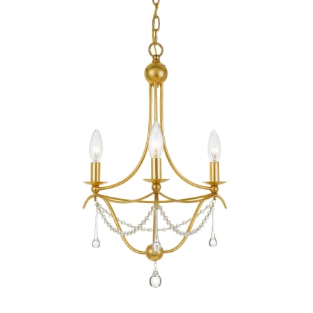 Crystorama Lighting Group Metro 3 Light 16" Wide Taper Candle Pendant with Clear Glass Bead Accents Antique Gold