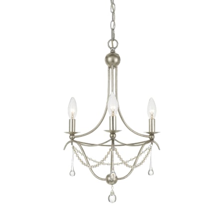 Crystorama Lighting Group Metro 3 Light 16" Wide Taper Candle Pendant with Clear Glass Bead Accents Antique Silver
