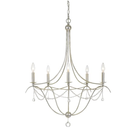 Crystorama Lighting Group Metro 5 Light 28" Wide Taper Candle Chandelier with Clear Glass Bead Accents Antique Silver