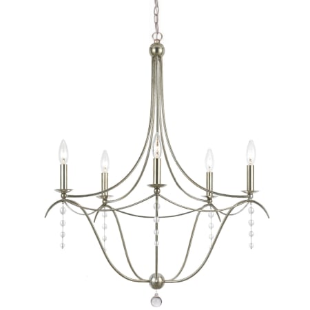 Crystorama Lighting Group Metro 5 Light 28" Wide Taper Candle Chandelier with Clear Glass Bead Accents Antique Silver