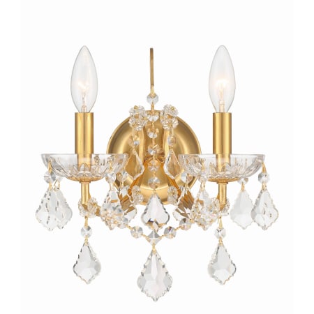 Crystorama Lighting Group Filmore 2 Light 13" Tall Wall Sconce with Swarovski Strass Crystal Accents Antique Gold