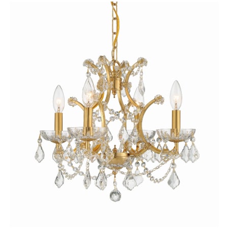 Crystorama Lighting Group Filmore 4 Light 17" Wide Crystal Pendant with Swarovski Strass Crystal Accents Antique Gold