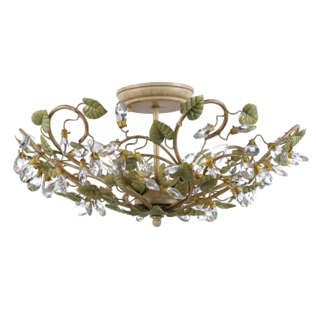Crystorama Lighting Group Josie 5 Light 21" Wide Semi-Flush Bowl Ceiling Fixture with Hand Cut Crystal Accents Champagne Green Tea