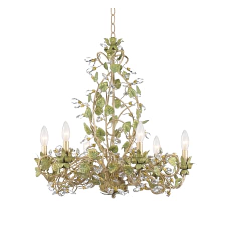 Crystorama Lighting Group Josie 6 Light 25" Wide Crystal Chandelier with Hand Cut Crystal Accents Champagne Green Tea