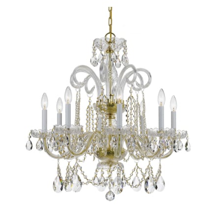 Crystorama Lighting Group Traditional Crystal 8 Light 27" Wide Crystal Chandelier with Hand Cut Crystal Accents Polished Brass