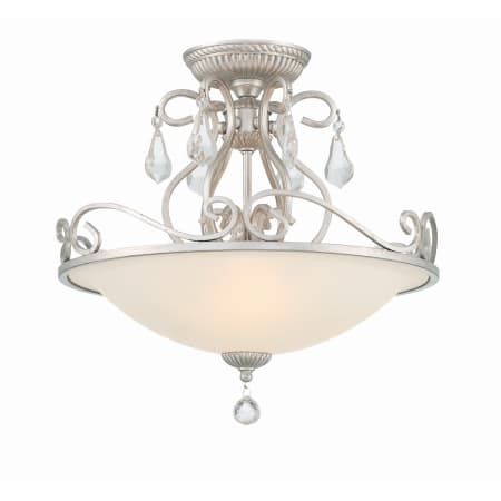 Crystorama Lighting Group Ashton 3 Light 17" Wide Semi-Flush Bowl Ceiling Fixture with Swarovski Strass Crystal Accents Olde Silver
