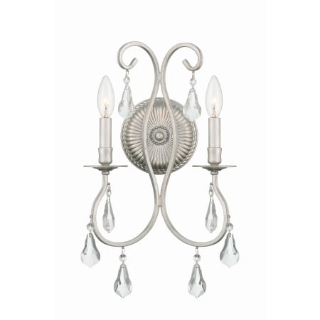 Crystorama Lighting Group Ashton 2 Light 18" Tall Wall Sconce with Hand Cut Crystal Accents Olde Silver