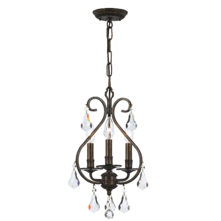 Crystorama Lighting Group Ashton 3 Light 10" Wide Crystal Mini Pendant with Hand Cut Crystal Accents English Bronze