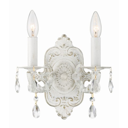 Crystorama Lighting Group Paris Market 2 Light 10" Tall Wall Sconce with Swarovski Strass Crystal Accents Antique White