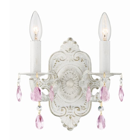 Crystorama Lighting Group Paris Market 2 Light 10" Tall Wall Sconce with Hand Cut Crystal Accents Antique White