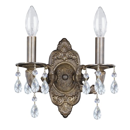 Crystorama Lighting Group Paris Market 2 Light 10" Tall Wall Sconce with Hand Cut Crystal Accents Venetian Bronze