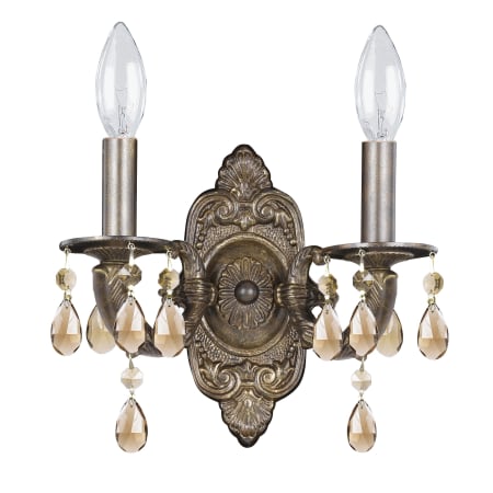 Crystorama Lighting Group Paris Market 2 Light 10" Tall Wall Sconce with Hand Cut Crystal Accents Venetian Bronze
