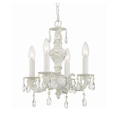 Crystorama Lighting Group Paris Market 4 Light 14" Wide Crystal Pendant with Swarovski Strass Crystal Accents Antique White