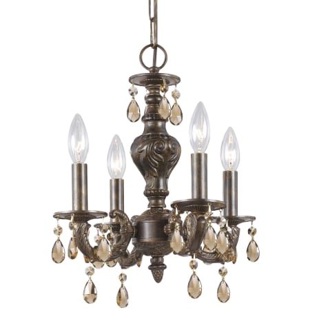 Crystorama Lighting Group Paris Market 4 Light 14" Wide Crystal Pendant with Golden Teak Hand Cut Crystal Accents Venetian Bronze