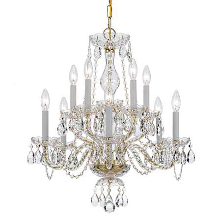Crystorama Lighting Group Traditional Crystal 10 Light 23" Wide Crystal Candle Style Chandelier Polished Brass