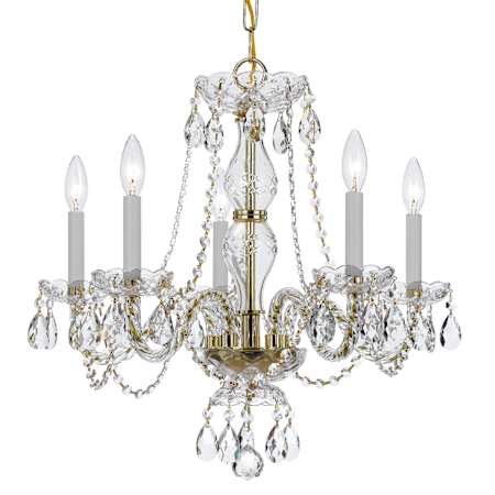 Crystorama Lighting Group Traditional Crystal 5 Light 21" Wide Crystal Candle Style Chandelier Polished Brass