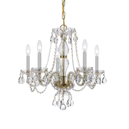 Crystorama Lighting Group Traditional Crystal 5 Light 21" Wide Crystal Chandelier with Hand Cut Crystal Accents Polished Brass