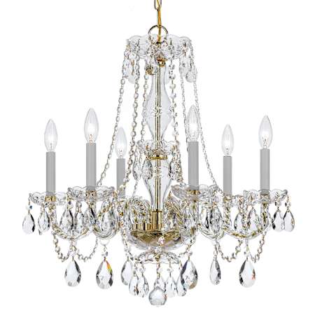 Crystorama Lighting Group Traditional Crystal 6 Light 23" Wide Crystal Candle Style Chandelier Polished Brass