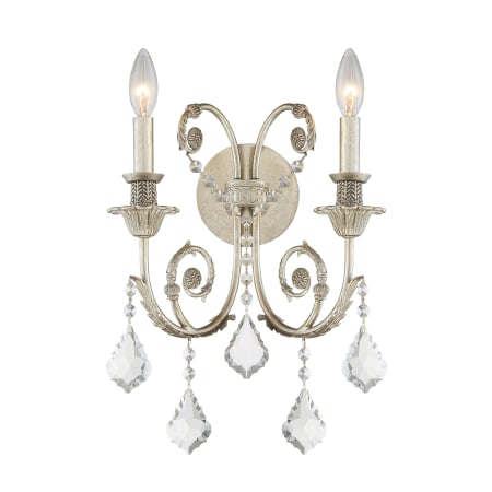 Crystorama Lighting Group Regis 2 Light 16" Tall Wall Sconce with Hand Cut Crystal Accents Olde Silver