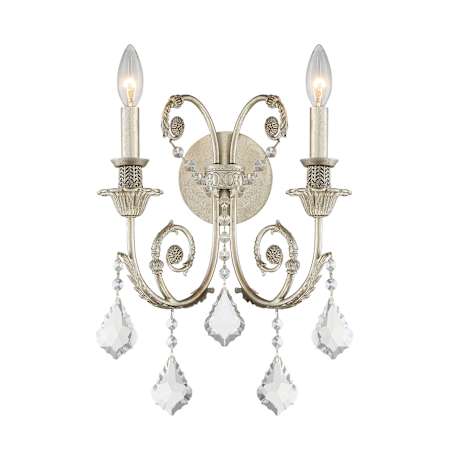 Crystorama Lighting Group Regis 2 Light 16" Tall Wall Sconce with Swarovski Strass Crystal Accents Olde Silver
