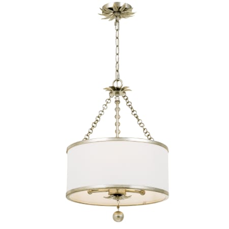 Crystorama Lighting Group Broche 3 Light 14" Wide Pendant with Silk Shade Antique Silver