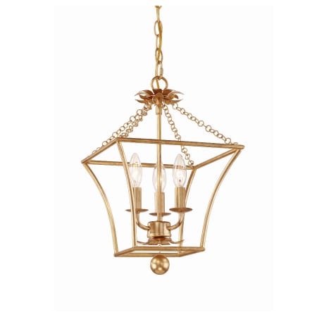 Crystorama Lighting Group Broche 3 Light 11" Wide Taper Candle Pendant Antique Gold