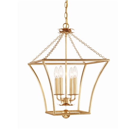 Crystorama Lighting Group Broche 4 Light 16" Wide Taper Candle Pendant Antique Gold