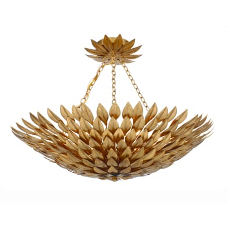 Crystorama Lighting Group Broche 6 Light 25" Wide Semi-Flush Bowl Ceiling Fixture with Metal Shade Antique Gold