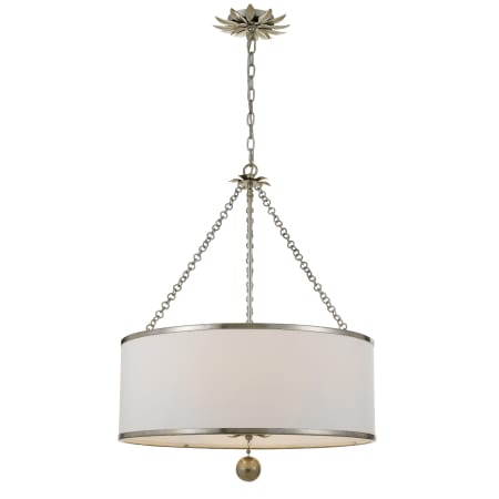 Crystorama Lighting Group Broche 6 Light 24" Wide Drum Chandelier with Silk Shade Antique Silver