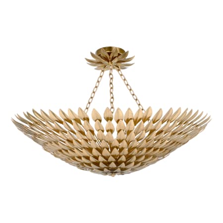 Crystorama Lighting Group Broche 8 Light 30" Wide Semi-Flush Bowl Ceiling Fixture with Metal Shade Antique Gold