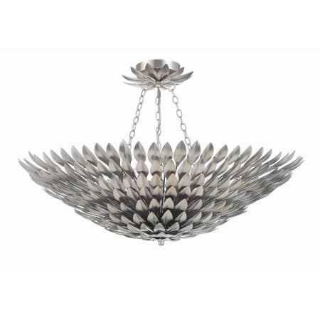 Crystorama Lighting Group Broche 8 Light 30" Wide Semi-Flush Bowl Ceiling Fixture with Metal Shade Antique Silver