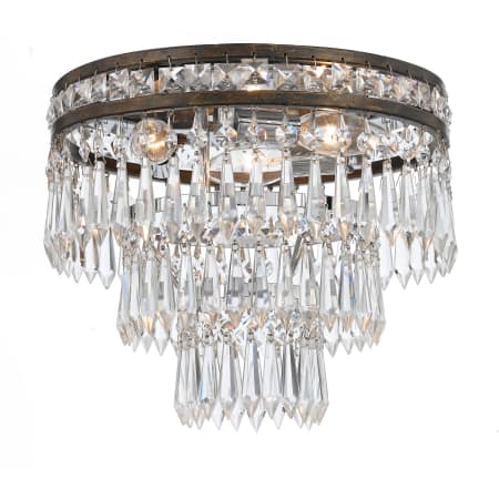 Crystorama Lighting Group Mercer 3 Light 12" Wide Flush Mount Waterfall Ceiling Fixture with Hand Cut Crystal Accents English Bronze