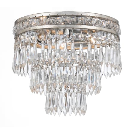 Crystorama Lighting Group Mercer 3 Light 12" Wide Flush Mount Waterfall Ceiling Fixture with Hand Cut Crystal Accents Olde Silver