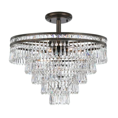 Crystorama Lighting Group Mercer 7 Light 20" Wide Semi-Flush Waterfall Ceiling Fixture with Hand Cut Crystal Accents English Bronze
