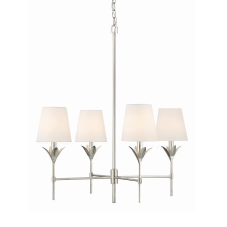 Crystorama Lighting Group Broche 4 Light 28" Wide Chandelier with Silk Shades Antique Silver