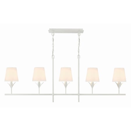 Crystorama Lighting Group Broche 5 Light 54" Wide Linear Chandelier with Silk Shades Matte White