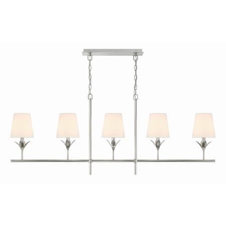 Crystorama Lighting Group Broche 5 Light 54" Wide Linear Chandelier with Silk Shades Antique Silver